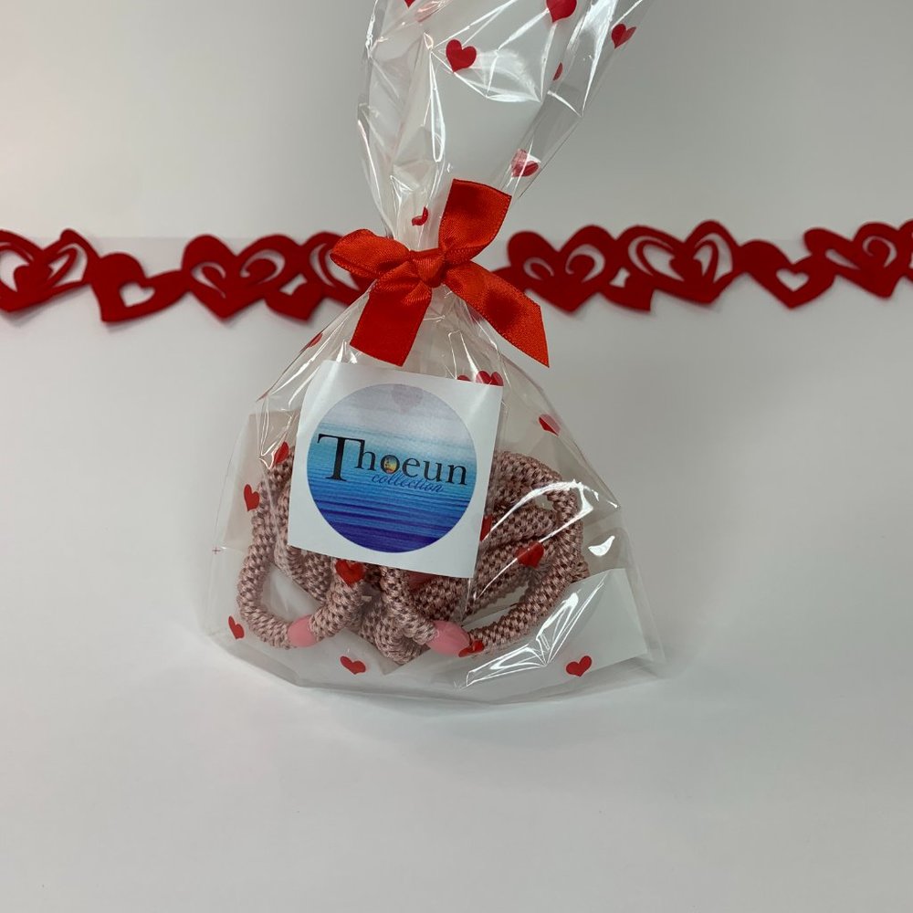 valentine 10pc of Glossy Pink hair tie collection